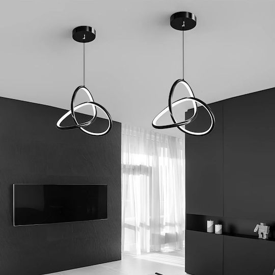 Powertech Κρεμαστό Φωτιστικό Μαύρο LED με Φυσικό Λευκό Φως 40x40εκ.