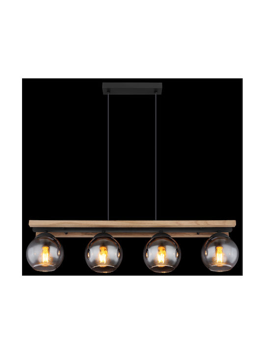 Globo Lighting Κρεμαστό Φωτιστικό Μαύρο Ράγα για 4 Λαμπτήρες E27 85x15x120εκ.