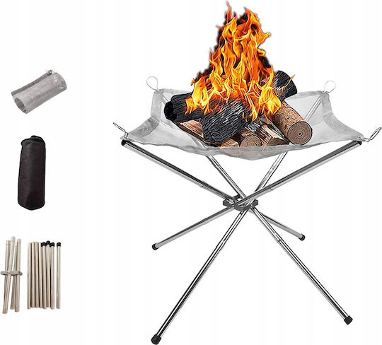 Portable Campfire Stand Zola Non-slip Edges Foldable 41.5x37 Cm Silver