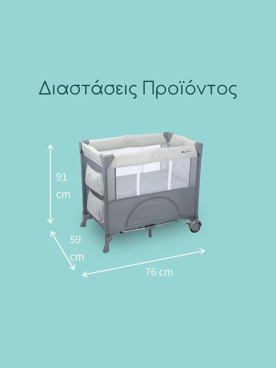 Bebe Confort Mini Dreams Playpen 2 Levels with Mattress Warm Grey 88x59cm