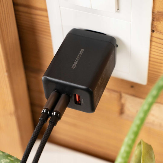 Spacecase Cl02 Cablu USB 2.0 USB-C Masculin - USB-C 60W Negru 2m 122092
