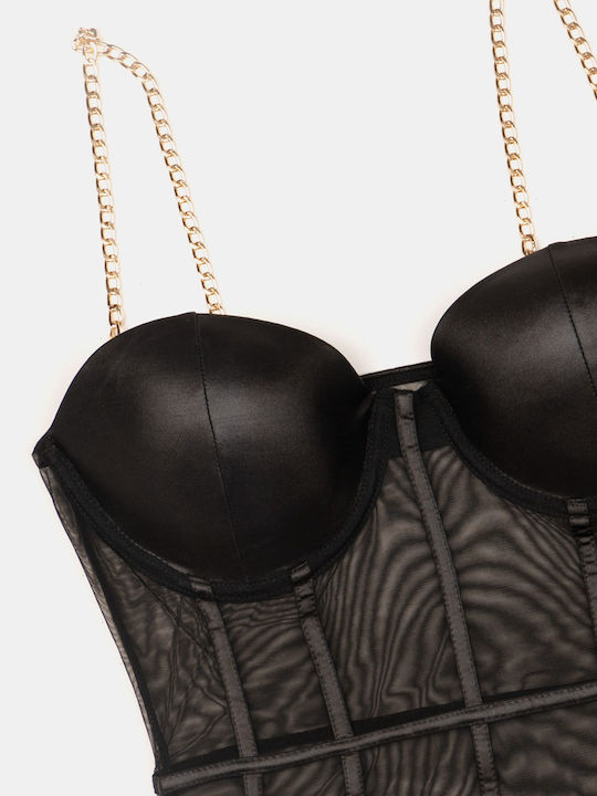 Durchsichtiger schwarzer Bodysuit