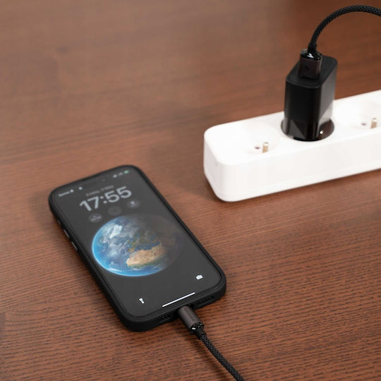 Spacecase Cl04 Редовна USB-A към Lightning кабел Черен 1м (122087)