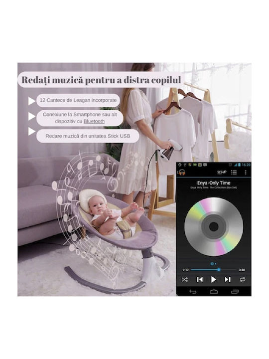 Electric Relax pentru Bebeluși Leagăn cu Muzică Gri