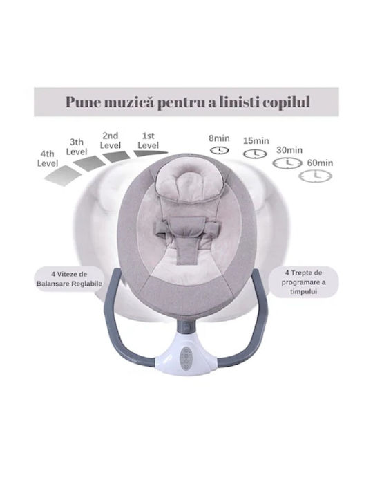 Electric Relax pentru Bebeluși Leagăn cu Muzică Gri