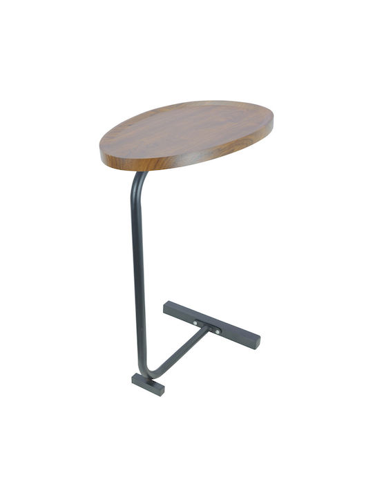 Oval Beistelltisch Holz Braun M45xL30xH62cm
