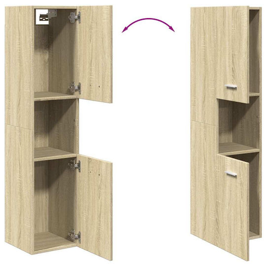 vidaXL Wall Hung Cabinet Bathroom Column Cabinet L30xD30xH130cm Sonoma