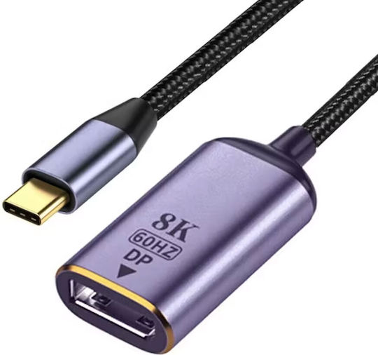DeTech USB-C Male To DisplayPort Female Gray 1Piece