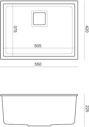 Quadron Drop-In Sink Synthetic Granite W55xD42cm Silver