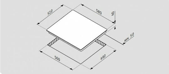 Pyramis 58HL 536 Κεραμική Εστία Αυτόνομη με Λειτουργία Κλειδώματος 58x51εκ. Λευκή