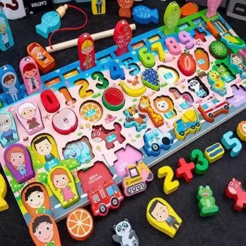 Marionette Wooden Toys Jucărie de Pescuit din Lemn pentru 36++ Luni
