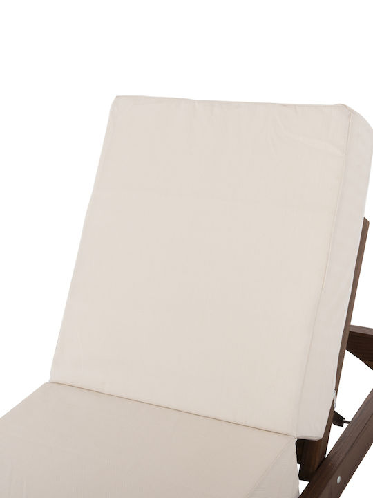 Liegestuhl Hölzernes mit Kissen Ecru 208x80x100cm.