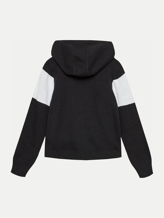Kids Cardigan Knitted with Hood Black