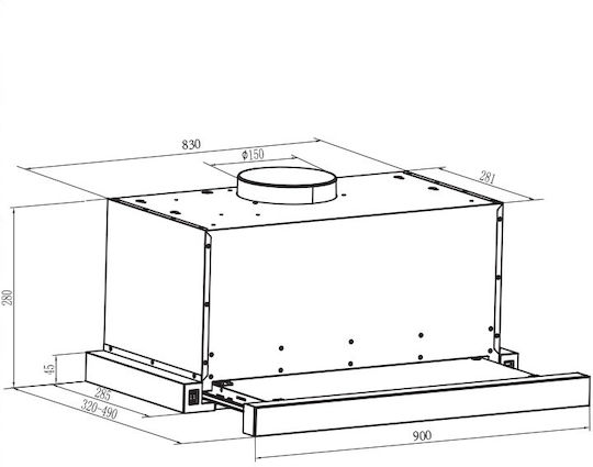 Gruppe Forte Plus Συρόμενος Απορροφητήρας 90cm Inox