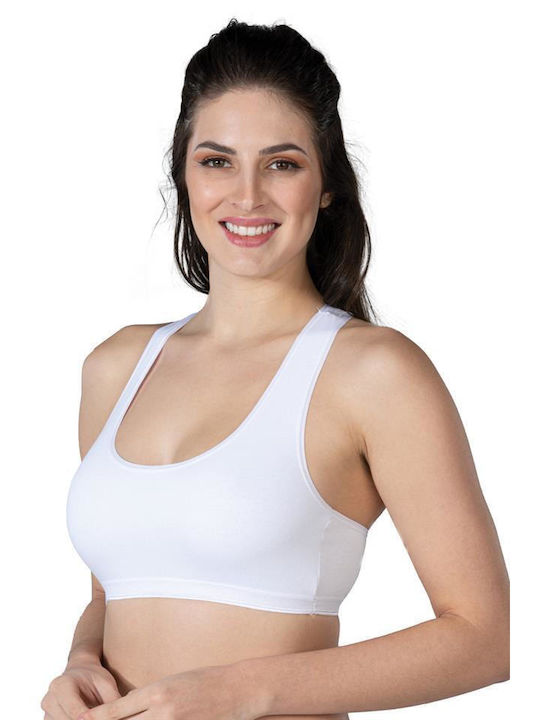 Women's White Sports Bra with Racerback