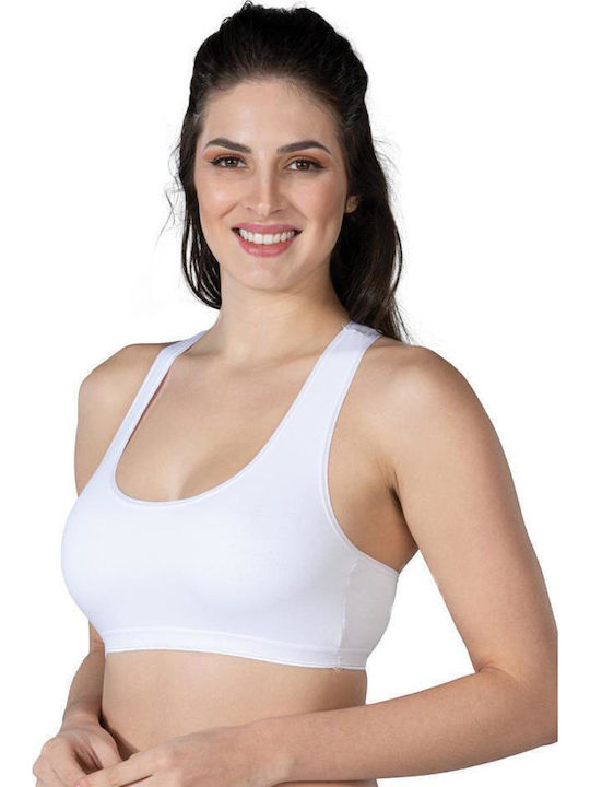 Women's White Sports Bra with Racerback