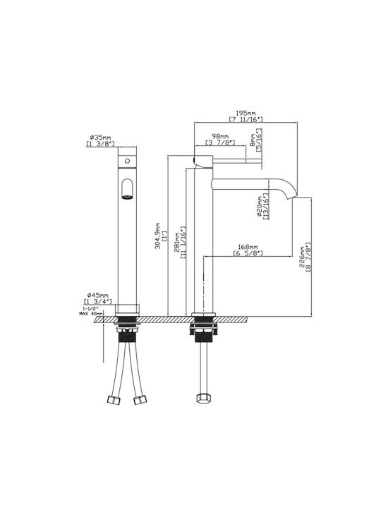 Karag Artemis Mixing Tall Sink Faucet Silver