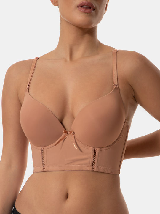 Corset Push Up Sports Bra Beige Beige