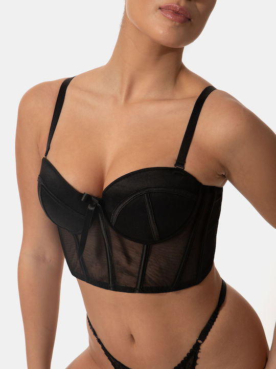 Corset Transparency Black Sports Bra