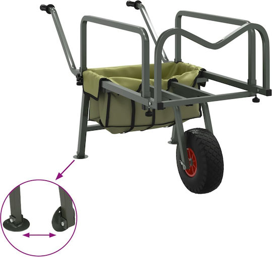 Fishing Trolley Wheels Green Steel Powder Coated 135-145 X 55 X 72 Cm