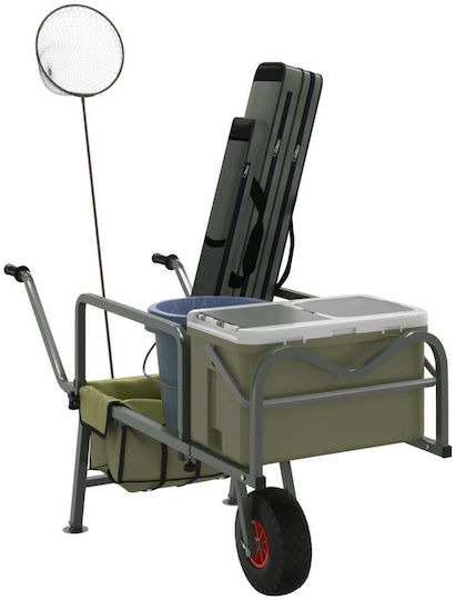 Fishing Trolley Wheels Green Steel Powder Coated 135-145 X 55 X 72 Cm