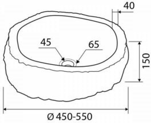 Karag River Stone NRS3 40 Deasupra Blatului Chiuvetă Piatră 45x45x15cm Gri