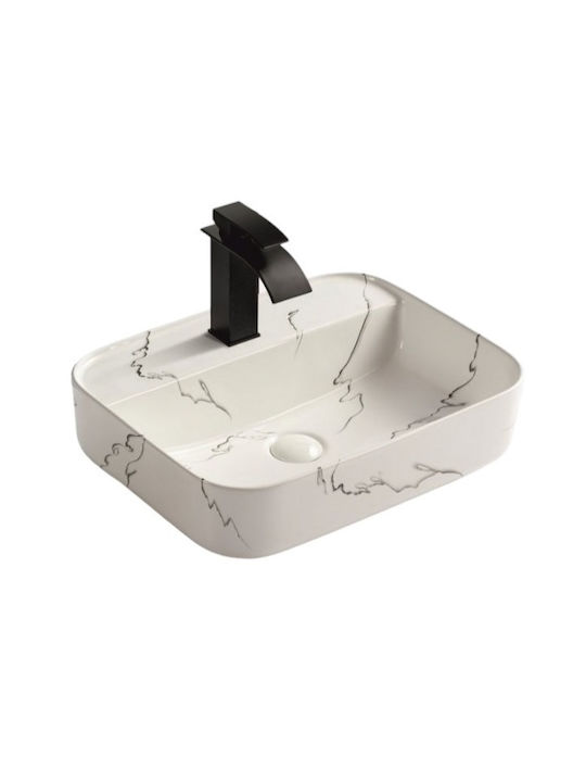 Inter Ceramic Aufgesetztes Waschbecken Porzellan 50x40x13.5cm Marble effect