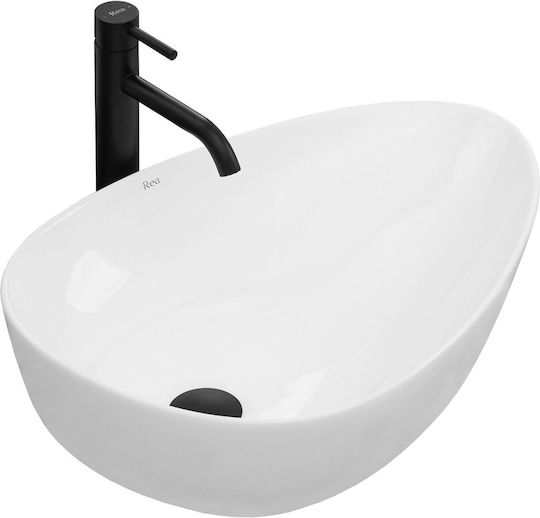 Rea Greta Επικαθήμενος Νιπτήρας Πορσελάνης 56x39x13cm Λευκός