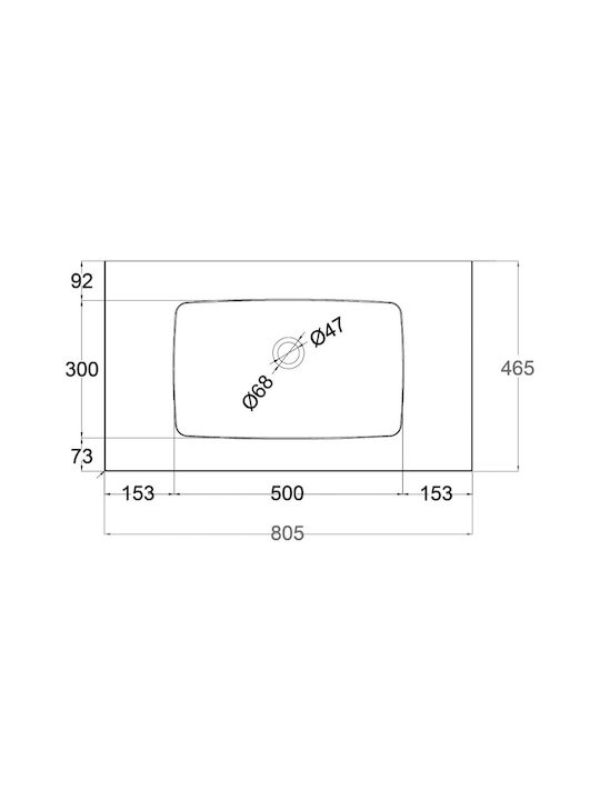 Elleci Επικαθήμενος Νιπτήρας Πορσελάνης 80.5x46x12cm Black