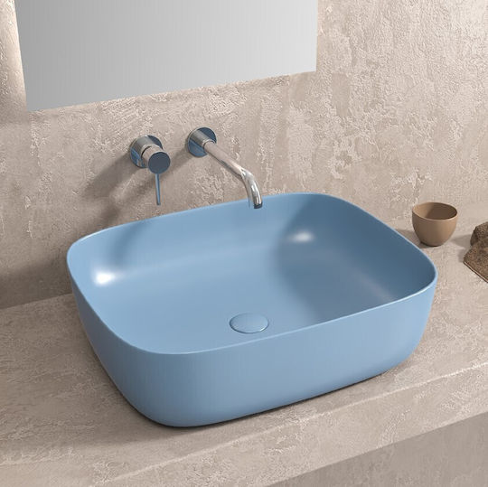 Karag Επικαθήμενος Νιπτήρας Πορσελάνης 49x39x15cm Azzurro Opaco