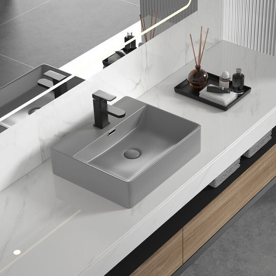 Inter Ceramic ICB Επικαθήμενος Νιπτήρας Πορσελάνης 50x42x13cm Γκρι