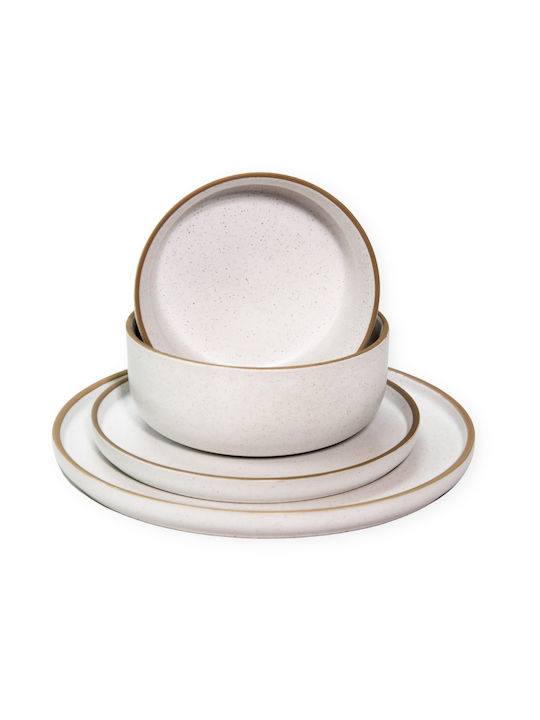 Viosarp Servierschüssel Rund Keramik Beige mit Durchmesser 15.2cm