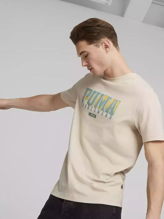 Puma Graphics T-shirt Bărbătesc cu Mânecă Scurtă beige