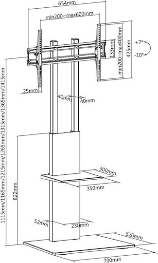 Maclean Energy MC-865 TV Mount Floor with Arm up to 40kg Black