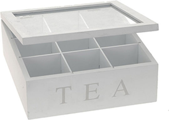Zaros mit 9 Fächern Box für Tee mit Deckel Hölzernes Transparent 22x22x9cm