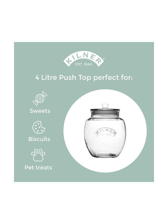 KIlner Vase General Use with Lid Glass Transparent 4000ml