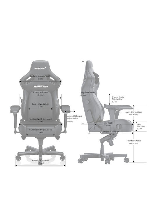 Anda Seat Kaiser 4 XL Artificial Leather Gaming Chair with Adjustable Arms Orange