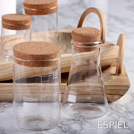 Espiel Set of 6 General Use Glass Vases with Cork Transparent 500ml