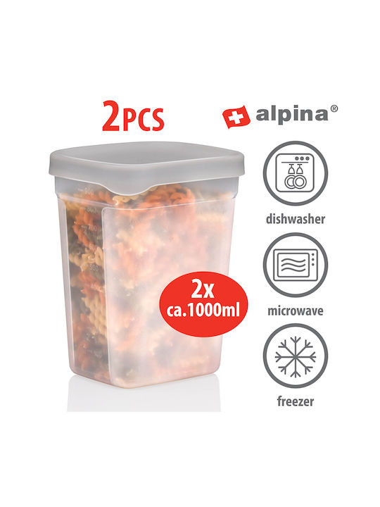 Alpina Βάζο Γενικής Χρήσης με Καπάκι Πλαστικό 1000ml 2τμχ