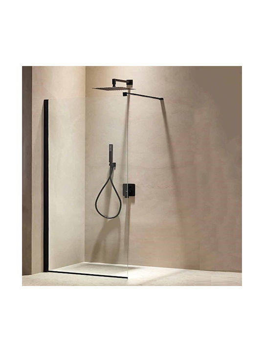 Tema Free Walk - In Duschwand für Dusche 70x195cm Klarglas Schwarz Matt