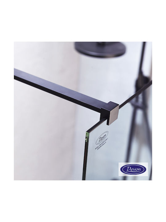 Devon Iwis Decor Walk-in Διαχωριστικό Ντουζιέρας 70x200cm Clean Glass Black Matt