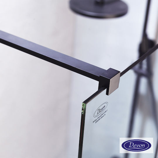 Devon Iwis Decor Walk-in Shower Screen for Shower 70x200cm Clean Glass Black Matt
