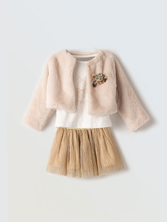 Evita Kinder Set mit Rock & Jacke Winter 3Stück beige