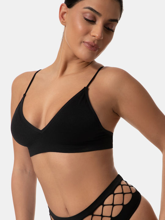 Sports Bralette Thin Straps Black Black