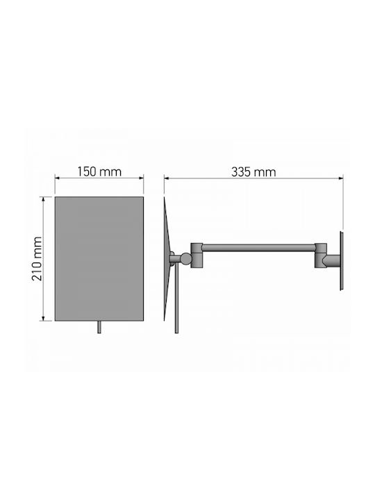 Sanco MR-305 Vergrößerung Rechteckiger Badezimmerspiegel aus Metall 15x21cm Bronze Mat