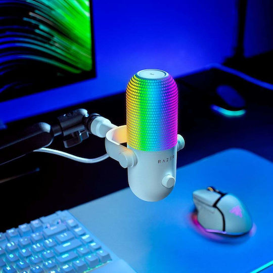 Razer Seiren V3 Chroma Δυναμικό Microfon USB de birou pentru Studio în Culoarea White