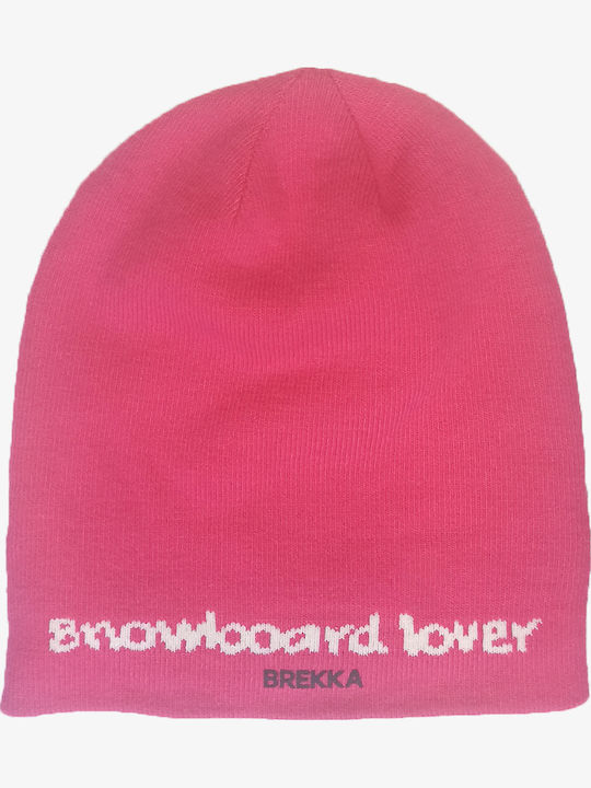 Beanie Unisex Reversible Beanie Knitted in Fuchsia color