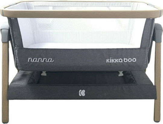 Kikka Boo Cradle Nanna with Mattress, Side Opening, and Wheels Dark Grey 31003020031