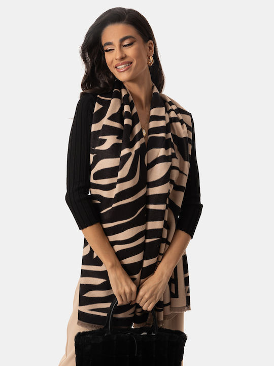 Πλεκτό Κασκόλ Zebra Stripes Black White Print