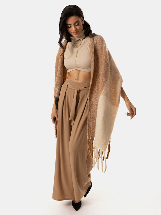 Kariertes Schal mit Fransen Beige Beige
